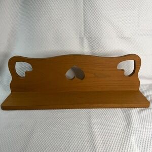 Vintage Wood Wall Shelf Heart Cutouts Scalloped Country Plate Groove 22.5 Inch